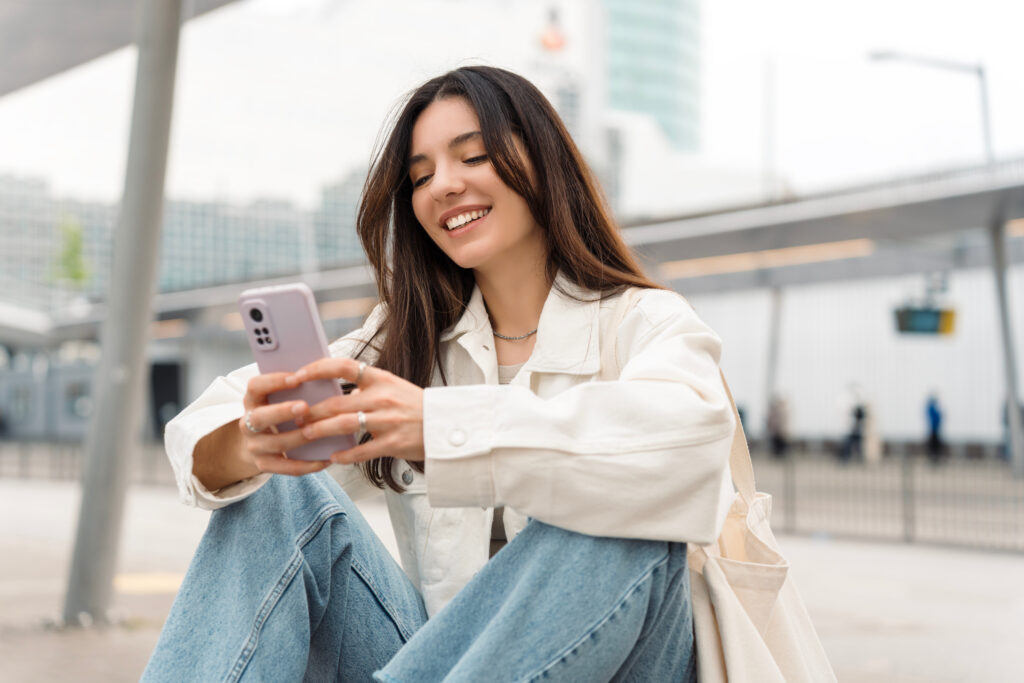 woman using a wedding planning app