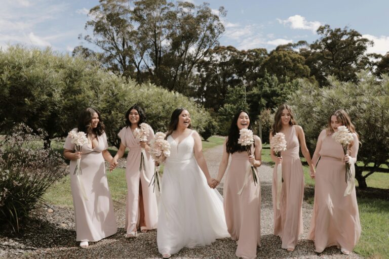 bridesmaids and bride