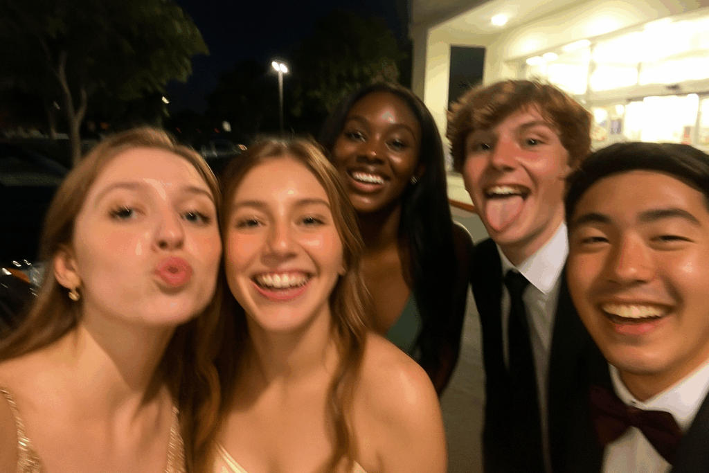 teens having fun after prom
